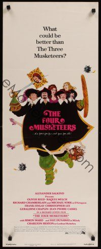 8a234 FOUR MUSKETEERS style B insert '75 Velez art of Faye Dunaway, Oliver Reed & Michael York!