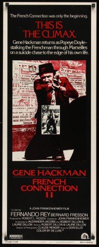 8a239 FRENCH CONNECTION II insert '75 John Frankenheimer, Gene Hackman aiming his revolver!