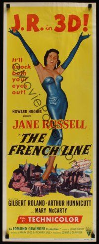 8a240 FRENCH LINE 3-D insert '54 3-D, Howard Hughes, art of sexy Jane Russell!