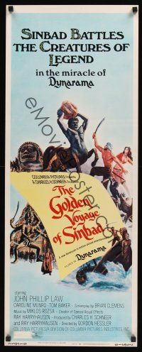 8a267 GOLDEN VOYAGE OF SINBAD insert '73 Ray Harryhausen, cool fantasy art by Mort Kunstler!