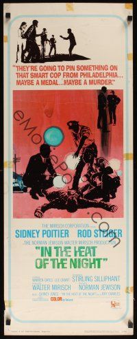 8a324 IN THE HEAT OF THE NIGHT insert '67 Sidney Poitier, Rod Steiger, Warren Oates, crime art!