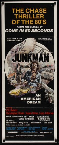 8a344 JUNKMAN insert '82 from junk cars to movie stars, cool action artwork by Jensen!