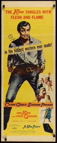 8a347 KING & FOUR QUEENS insert '57 art of Clark Gable, sexy babes, the hottest western ever!