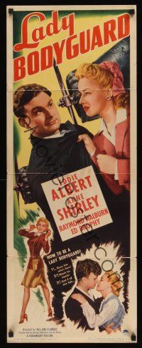8a356 LADY BODYGUARD insert '43 Anne Shirley grabs Eddie Albert, show him who's boss!
