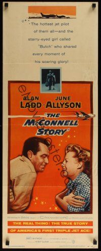 8a413 McCONNELL STORY insert '55 Alan Ladd is America's first triple jet ace, June Allyson!