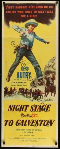8a445 NIGHT STAGE TO GALVESTON insert '52 Gene Autry's Ranger ride herd on killers!