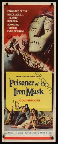 8a495 PRISONER OF THE IRON MASK insert '62 cool art of the most terrifying torture ever devised!