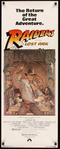 8a503 RAIDERS OF THE LOST ARK insert R82 great art of adventurer Harrison Ford by Richard Amsel!