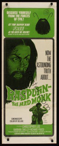 8a507 RASPUTIN THE MAD MONK insert '66 close up of crazed Christopher Lee, wacky free beard offer!