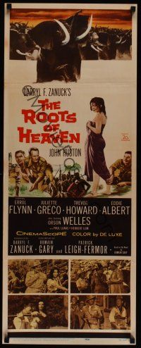 8a533 ROOTS OF HEAVEN insert '58 directed by John Huston, Errol Flynn & sexy Julie Greco in Africa