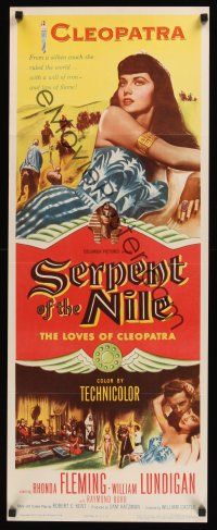 8a557 SERPENT OF THE NILE insert '53 sexiest Rhonda Fleming as Egyptian Queen Cleopatra, Lundigan!