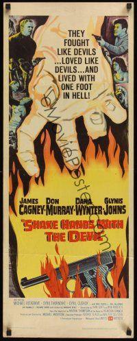 8a562 SHAKE HANDS WITH THE DEVIL insert '59 James Cagney, Don Murray, cool artwork of hand!