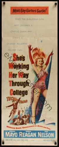 8a565 SHE'S WORKING HER WAY THROUGH COLLEGE insert '52 full-length Virginia Mayo, Ronald Reagan!
