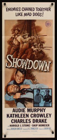 8a571 SHOWDOWN insert '63 Audie Murphy & enemies chained together + pretty Kathleen Crowley!