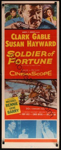 8a586 SOLDIER OF FORTUNE insert '55 art of Clark Gable shooting gun, plus sexy Susan Hayward!