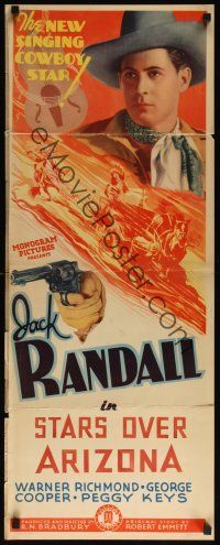 8a600 STARS OVER ARIZONA insert '37 Jack Randall, new singing cowboy star, cool artwork!
