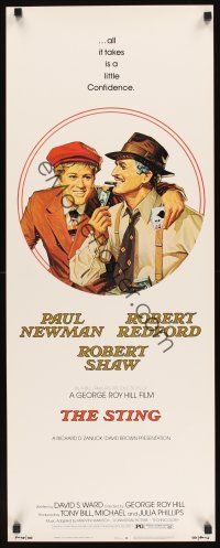 8a606 STING insert '74 best artwork of con men Paul Newman & Robert Redford by Richard Amsel!