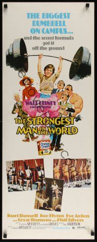 8a612 STRONGEST MAN IN THE WORLD revised insert '75 Walt Disney, art of teenage Kurt Russell, Flynn