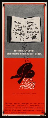8a615 SUCH GOOD FRIENDS int'l insert '72 Otto Preminger, image of little black book, Saul Bass art!