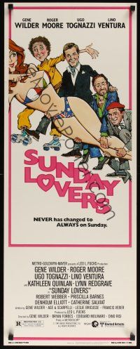 8a618 SUNDAY LOVERS insert '81 artwork of Gene Wilder, Roger Moore, Ugo Tognazzi, sexy girl!