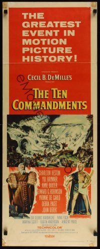 8a644 TEN COMMANDMENTS insert '56 directed by Cecil B. DeMille, Charlton Heston, Yul Brynner!