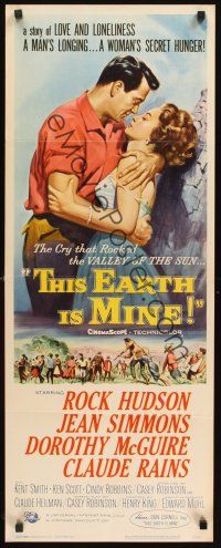 8a654 THIS EARTH IS MINE insert '59 Rock Hudson, Jean Simmons, Dorothy McGuire, Claude Rains!