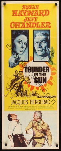 8a659 THUNDER IN THE SUN insert '59 Susan Hayward, Jeff Chandler, cool artwork!