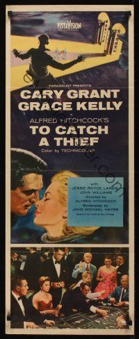 8a665 TO CATCH A THIEF insert '55 romantic close up art of Grace Kelly & Cary Grant, Hitchcock!
