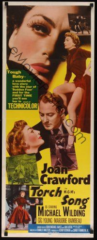 8a671 TORCH SONG insert '53 tough baby Joan Crawford, a wonderful love story!