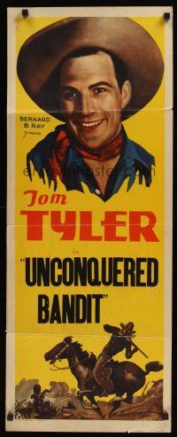 8a697 UNCONQUERED BANDIT insert R40s great close-up portrait of cowboy Tom Tyler!