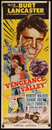 8a710 VENGEANCE VALLEY insert '51 different art of Burt Lancaster, Joanne Dru!