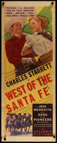 8a722 WEST OF THE SANTA FE insert '38 Charles Starrett, Iris Meredith, the Sons of the Pioneers!