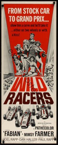 8a734 WILD RACERS insert '68 Fabian, AIP, cool art of formula one car racing & sexy babes!