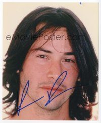 8b082 KEANU REEVES signed color 8x10 REPRO still '03 headshot portrait of the star with long hair!