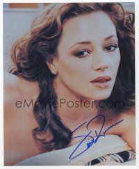 8b090 LEAH REMINI signed color 8x10 REPRO still '02 super sexy topless portrait laying down!