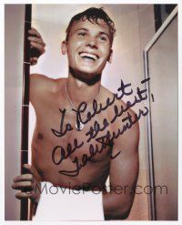 8b104 TAB HUNTER signed color 8x10 REPRO still '80s smiling close up naked in the shower!