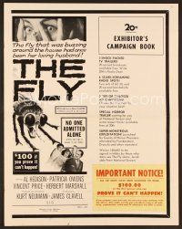 8b232 FLY pressbook '58 $100 to the first person who proves this movie can't really happen!