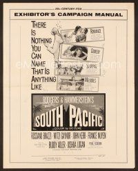 8b246 SOUTH PACIFIC pressbook '58 Rossano Brazzi, Mitzi Gaynor, Rodgers & Hammerstein musical!