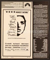 8b250 TELL ME THAT YOU LOVE ME JUNIE MOON pressbook '70 Otto Preminger, art of Liza Minnelli!