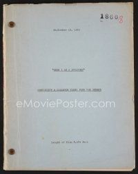 8b182 HERE I AM A STRANGER continuity & dialogue script Sep 1939, screenplay by Sperling & Hellman!