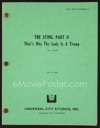 8b203 STING 2 first draft script May 5, 1981, screenplay by David S. Ward, great working title!