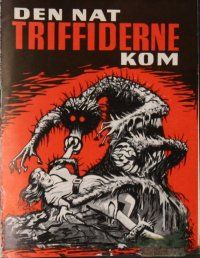 8b112 DAY OF THE TRIFFIDS Danish program '62 classic horror, cool different art of monster & girl!