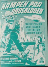 8b119 FORBIDDEN PLANET Danish program '56 Anne Francis, Leslie Nielsen, art of Robby the Robot!