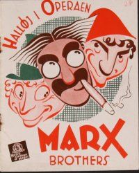 8b135 NIGHT AT THE OPERA Danish program '36 art of Groucho Marx, Chico Marx & Harpo Marx!