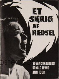 8b148 SCREAM OF FEAR Danish program '61 Hammer, c/u of terrified Susan Strasberg, horror thriller!