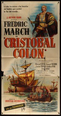 8d364 CHRISTOPHER COLUMBUS Spanish/U.S. 3sh '49 art of Fredric March in the title role!