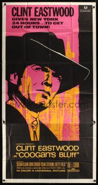 8d368 COOGAN'S BLUFF 3sh '68 art of Clint Eastwood in New York City, directed by Don Siegel!