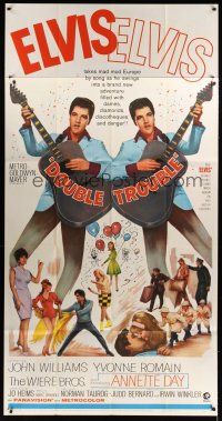 8d377 DOUBLE TROUBLE 3sh '67 cool mirror image of rockin' Elvis Presley playing guitar!