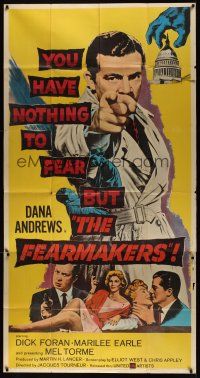 8d383 FEARMAKERS 3sh '58 Dana Andrews with gun, sexy Marilee Earle, Mel Torme, Jacques Tourneur