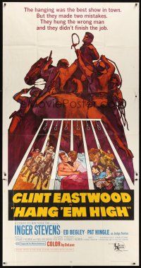 8d415 HANG 'EM HIGH 3sh '68 Clint Eastwood, they hung the wrong man, cool art by Kossin!